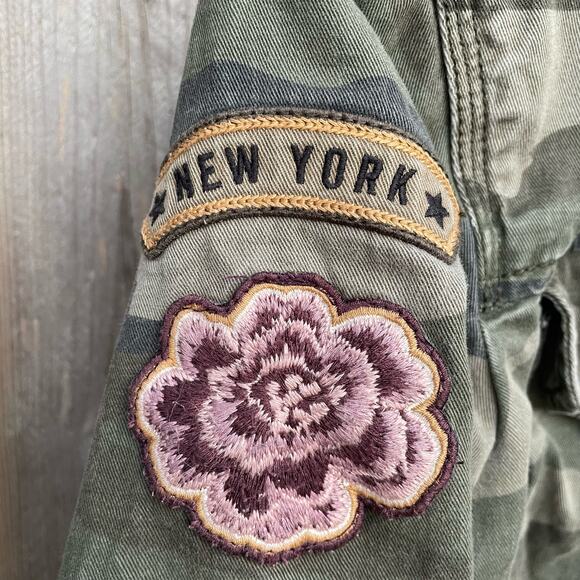 Abercrombie Camo Military Jacket Womens Patch Utility Casual Coat Green Small - Picture 9 of 14